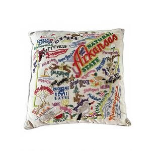 Catstudio Arkansas Embroidered State Pillow 2004 Geography Collection NWT